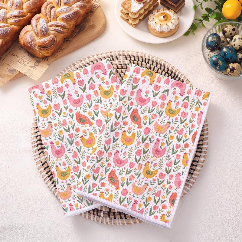 Cute Watercolor Chickens Kitchen Towels, Dish Towels for Kitchen Set