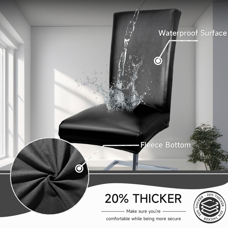 WENZMOC PU Leather Dining Chair Covers Removable 100% Waterproof Chair