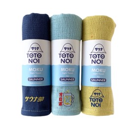 Contex Sauna MOKU<59295-90> Face Towels, Set of 3, Size M, Sauna Part (Navy), Oropo (Aqua) TOTONOI-kun (Lemon)
