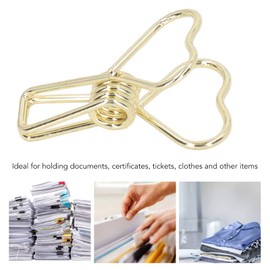 100 Pcs Gold Binder Clips, Heart Mini Binder Clips, Multi Purpose Utility Clips Invoice Bill Paper Clips Stainless Steel Hanging Clothes Pins for School Kitchen Outdoor Office