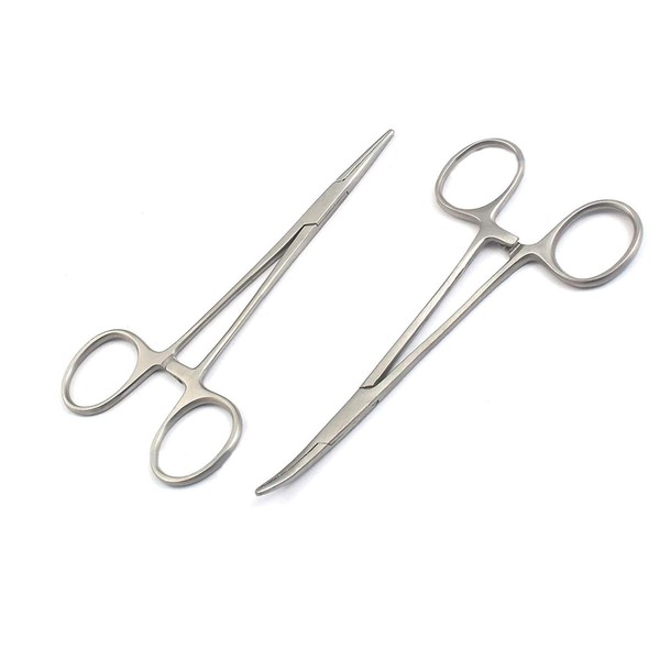 AAProTools Body Piercing Hemostat Mosquito Forceps 5" Straight & Curved Stainless Steel Professional Septum Ear Nipple Belly Nose Tongue Lip Navel Eyebrow