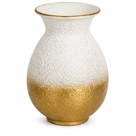 Textured Metal Vase, 7.6 x 5.1 Inch, White and Gold Gradient