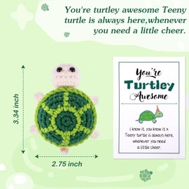 Maziky Funny Positive Turtle Mini Crochet Sea Turtle with Positive Affirmations Cards for Inspirational Novelty Gifts (Positive Turtle, 1P)