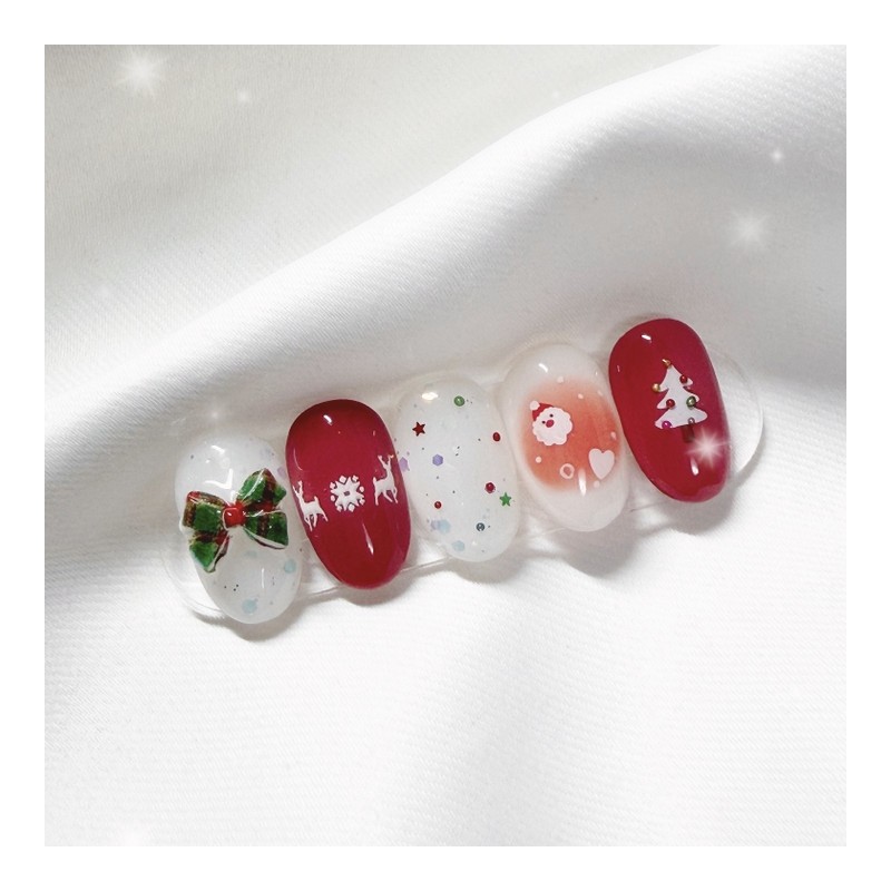 [Handmade Nail Tips] Merry Mary Nail Tips - Long Oval