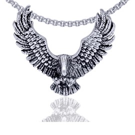 Xusamss Punk Rock Titanium Steel Wings Eagle Pendant Necklace,24inhes Link Chain