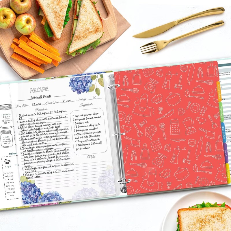 Recipe Binder 8.5x11 3 Ring, Recipe Book to Write in