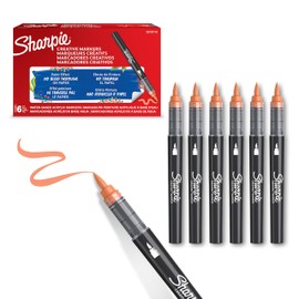 Sharpie Creative Marker Acrylic Paint Pens | Brush Tip Water-Based Paint Markers | Orange | No-Bleed Ink Writes on Most Surfaces | School & Revision Supplies | 6 Count