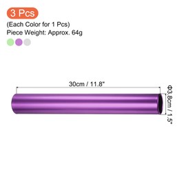 PATIKIL Relay Track Batons Set, 3 Pack Aluminum Alloy Tube Field Running Race Stick for Outdoor Athletics Sport Game Tool (Green, Purple, Silver)