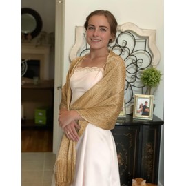 ZENUTA Shawls and Wraps for Evening Dresses, Womens Shawls and Wraps, Dressy Shawls and Wraps for Evening Wear (D. Dark Gold (With Gold Buckle))