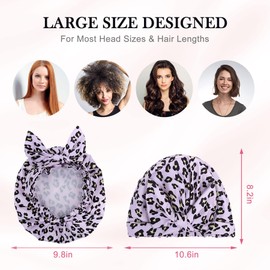 Shower Cap for Women - Waterproof Reusable Shower Adjustable Bow Bath Caps with Elastic Band for Ladies Girls Bathing Spa