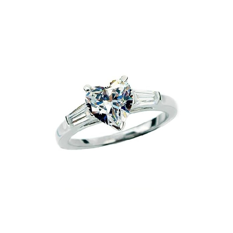 Solid Silver 2CT NSCD Simulate Heart Diamond Ring for Women