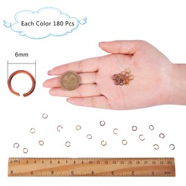 WEWAYSMILE 1080Pcs/Box Open Jump Ring 6mm Jump Ring Aluminum Jump Ring Set with Storage Box for Necklace Bracelet Earrings Charm Jewelry Making Connector (180Pcs/Color)
