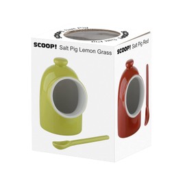 SCOOP! BIA Salt Pig & Spoon Lemon Grass, Green, 9 x 8 x 12.5 cm