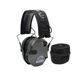 Walker's Game Ear Razor Slim Lightweight Shooting Hunting Range Hearing Protection Muffs (Carbon Dark) Bundle with Protection Case (2 Items)