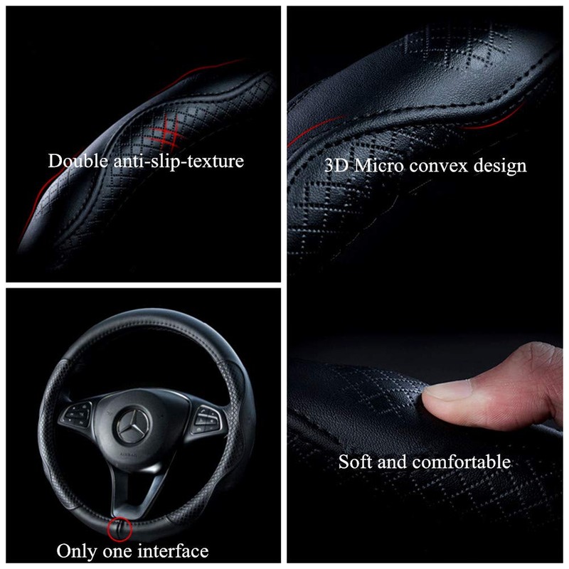 Brown Wheel Cover Cowhide Steering Wheel Cover Brown Leather Car