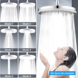 DAHAN 9'' Regaderas para Baño, 6 in 1 Multifuncional Cabeza de Ducha, Regadera de Lluvia de Alta Presión ABS Galvanoplastia, Rotacion de 360 Ángulo Ajustable Redondo Regaderas Fija para Baño Hotel SPA