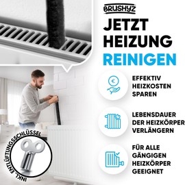 Radiator Brush Long 115 cm I The Ideal Preparation for the Heating Season I Radiator Cleaning Brush for Better Room Climate I Heating Brush Improves Heating Performance I Heating Cleaning Brush