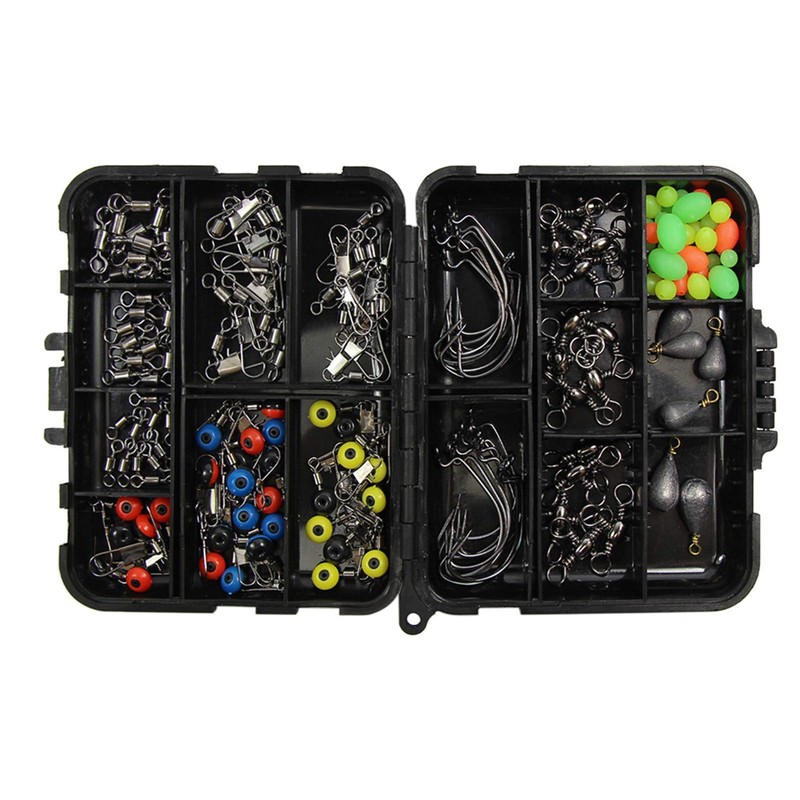 Croch 160pcs/box Fishing Accessories kit with Tackle Box,Including Jig Hooks,