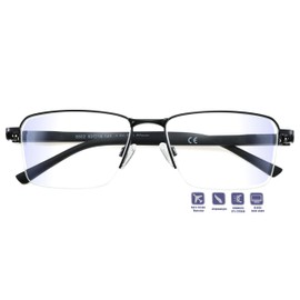 Near Sighted Glasses for Men Women,Half Nearsighted Distance Driving Myopia Eyeglasses,Black Near Sighted Far Vistion Farsighted Cheaters Computer Eye glass, Large Blue Light Blocker Nerd Frame -1.5