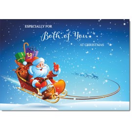 doodlecards To Both of You Christmas Card Santas Sleigh Medium Size Christmas Card for To Both of You with Plain Envelope