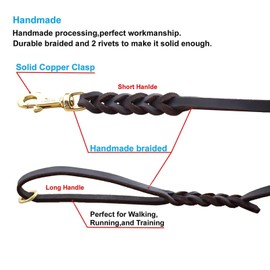 Nordkawa Leather Dog Leash 6Ft x 5/8"- Braided Dog Leash for Dogs, Heavy Duty Dog Leashes with Rotating Clasp, Soft Leather Dog Training Leash for Large Medium Small Dogs