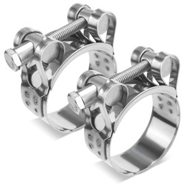 Fomiata 2 pieces and 4 pieces hinge bolt clamps, stainless steel hose clamps, clamping range 26-79 mm, band width 18/20/22/24 mm, W4 (44-47 mm, 2 pieces), T-screw clamps, silver