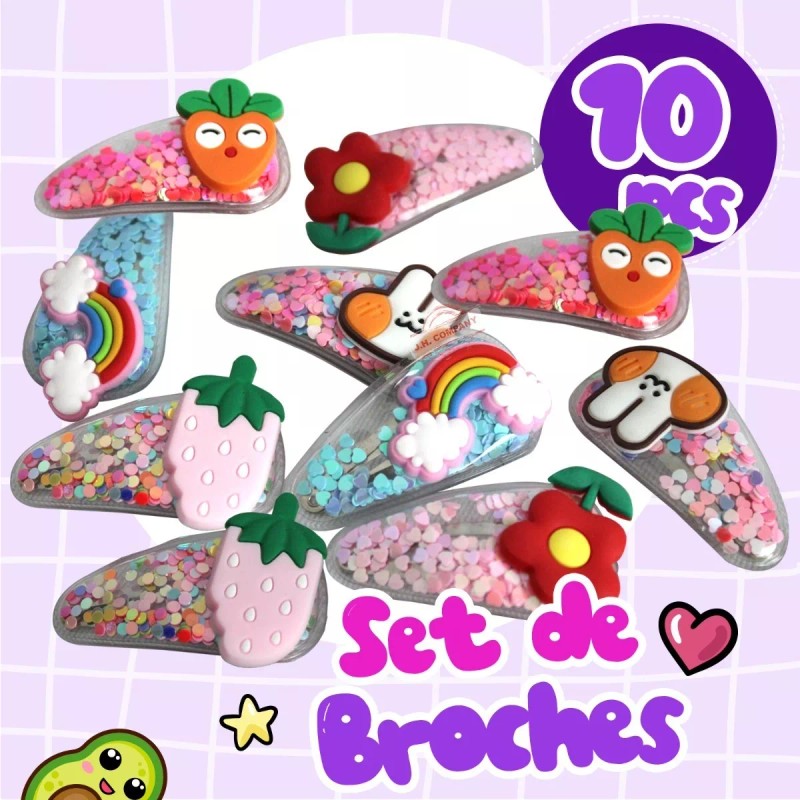 J.H. Company Set 10 Pcs Broche Cuca Pasador Niña Cabello
