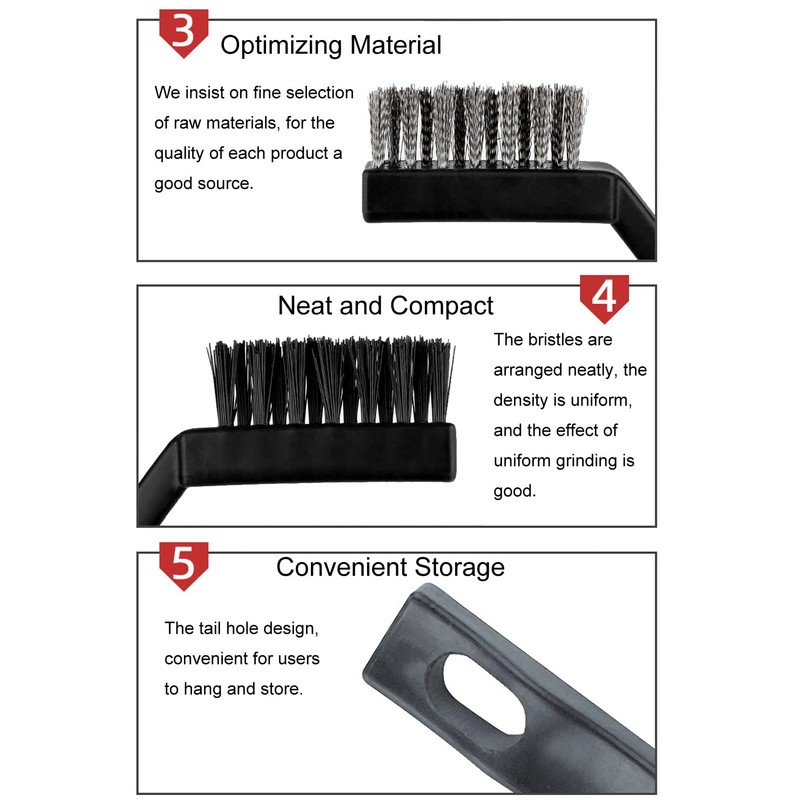 SUJAYU 3 Pack Rust Remover, Small Wire Brush, Brass Brushes