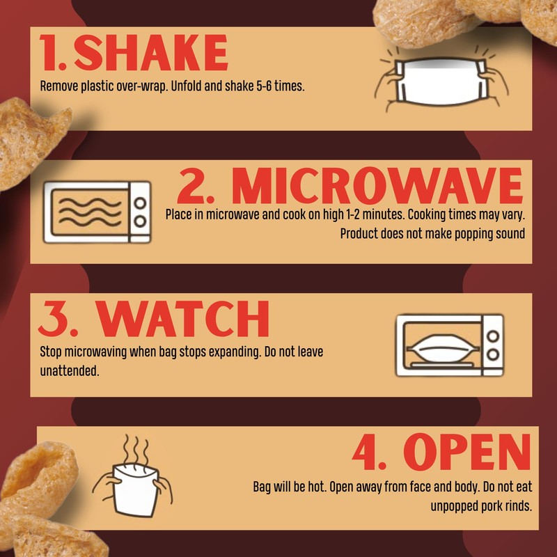 Lowrey's Bacon Curls Microwave Pork Rinds (Chicharrones), Hot & Spicy,