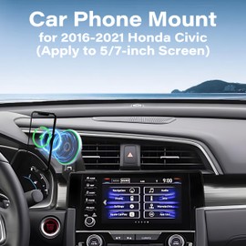 AbeeyGeomarn Car Phone Holder for 2016-2021 Honda Civic Accessories Apply to 5/7 Inch Touch Screen 15W Fast Wireless Charger Screen Fixed Clip Cell Phone Mount Hands-Free 360 Degree Rotation