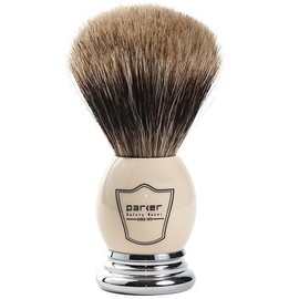Parker Safety Razor 100% Extra DenseBeste Dachs Borste Rasierpinsel mit White & Chrome Griff - freier Bürste Ständer enthalten Weiß/Chrom