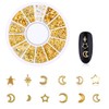WOKOTO 6 Boxes Gold Metal Nail Studs Rose Star Moon