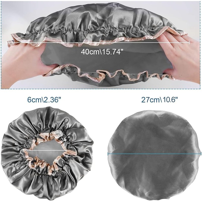 Gorros de Baño 3 Paquetes,Gorros de baño impermeable satinado para