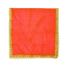 Set of 4 Chunari Decorative Silk Cloth Puja Chunni Chunar (Size :- 20 Inches x 12 Inches) Aasan Mat for Statue Frame Idol Temple for Indian Traditional Housewarming Festival Decoration (Red)