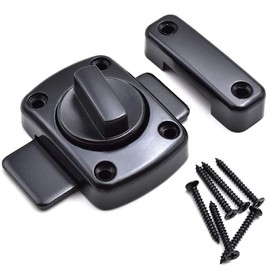 Door Safety Latch, Bathroom Latch Rotate Bolt Gate Latch Door Lock, Additional Fixed Anti-Theft Lock for Left and Right, Zinc Alloy Latch for Balcony Toilet Window Furniture Pet Gate - Black