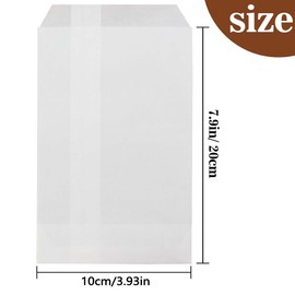 Glassine Wax Papper Bags Set: 50 Semi-Transparent White Bags, 3.93" x 7.48" – Perfect for Sandwich Bags, Glassine Envelopes, Sandwich Food French Fry Bags, and More