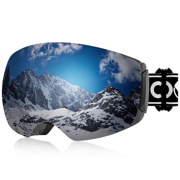 COOLOO Ski Goggles Men Women Teenagers Magnetic OTG Frameless Anti-Fog Protection with 100% UV Protection
