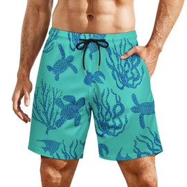 Feorafei Men's Quick-Dry Swimming Trunks 7 Inch with Compression Liner 2 in 1 Beach Swim Board Shorts with Pockets Medium