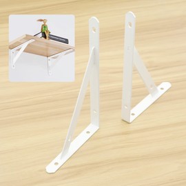 Pack of 8 Shelf Brackets, Heavy Duty Brackets, 90 Degree Wall Angle Shelf Brackets, Metal Shelf Brackets with Screws, Wall Shelf Brackets, Iron Shelf Angle for Angle Shelf (20 x 12 cm), White