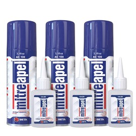 MITREAPEL Super CA Glue with Adhesive Activator (3x0.80 oz - 3x3.30 fl oz.) - Cyanoacrylate Super Glue for Plastic, Glass, Ceramic, DIY Projects, 3D Printing (3 Pk)