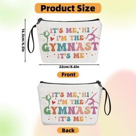 Gymnastics Gifts for Girls Make Up Bag Gymnast Makeup Bag for Gymnastics Lover Gifts Inspirational Cosmetic Bag with Hand Strap Gymnastics Bag Gifts