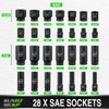 SUNHZMCKP 1/2" Drive Impact Socket Set, 66 Piece Standard SAE