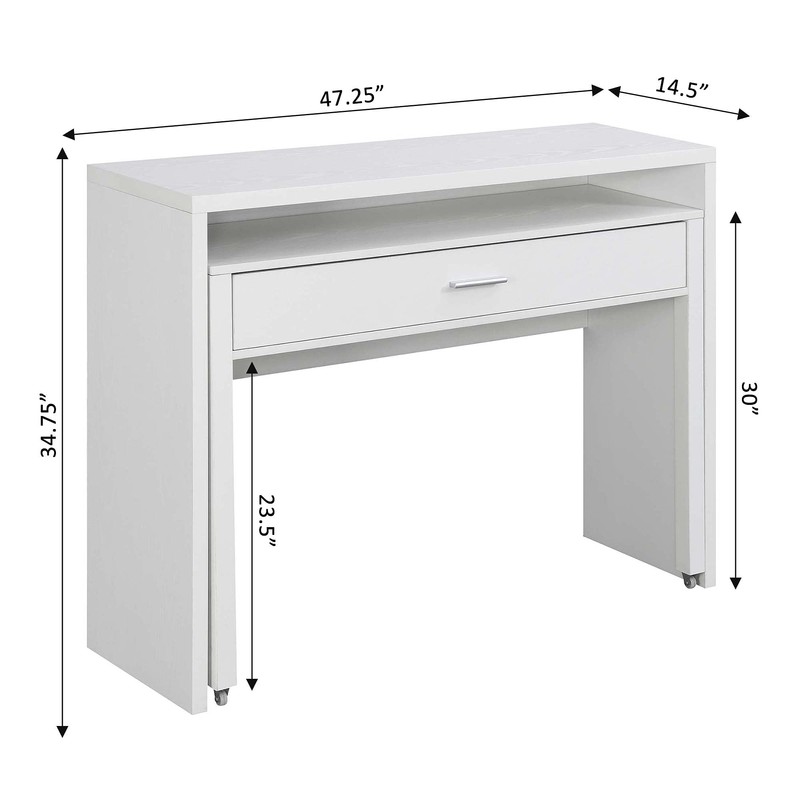 Convenience Concepts Newport JB Console/Sliding Desk with Drawer and Riser,