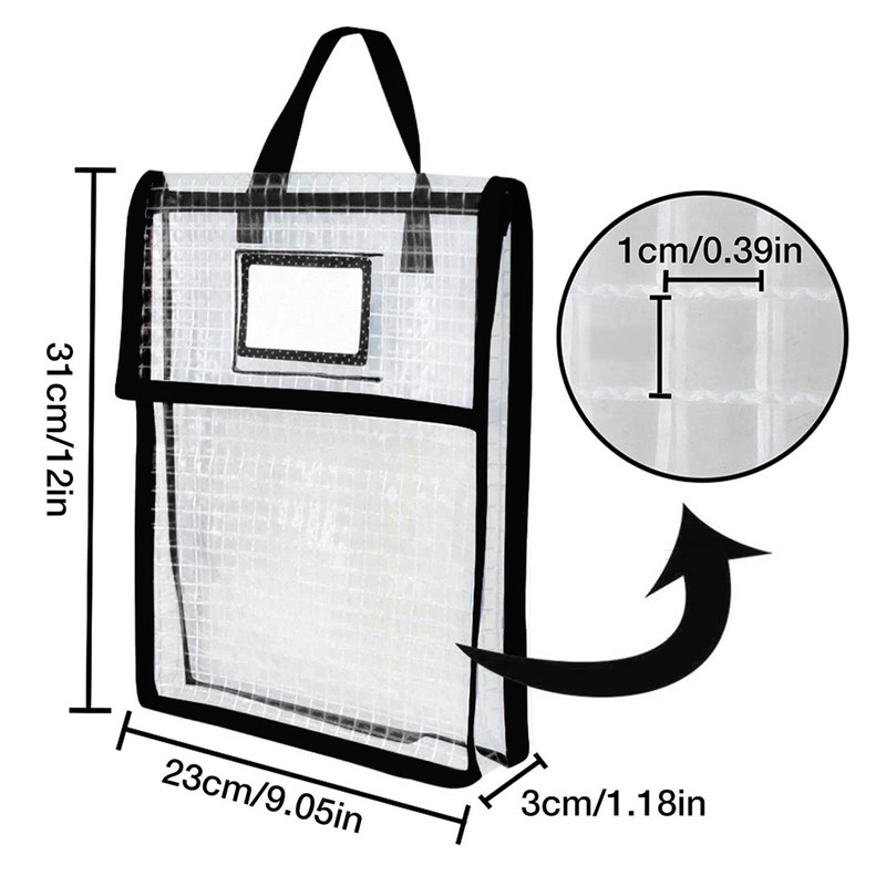 Mesh Pouch, Clear Holder, A4, Velcro Included, Handbag, Carrying Bag,