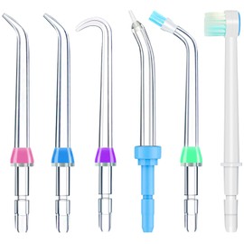 Replacement Tips for Waterpik, Water Flosser Replacement Heads Parts for Waterpik Oral Irrigator, 6 Tips Different & Storage Case Bundle