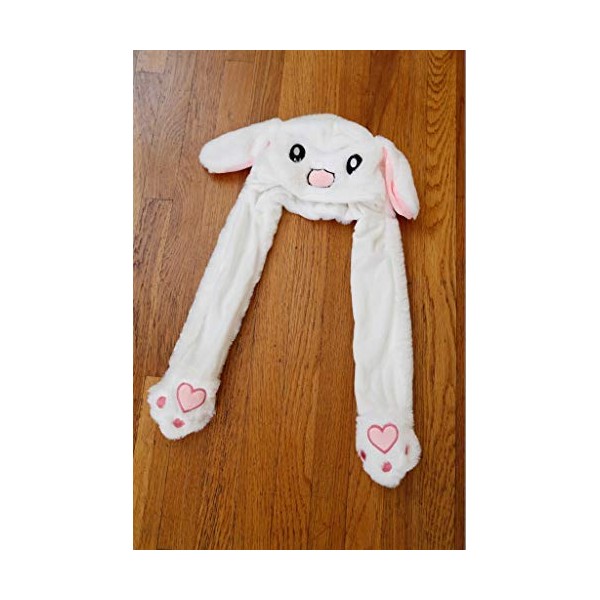 Plushland Adorable Funny Bunny Plush Hat - Squeeze Bunny Hands and See Ears Shake up and Down, Gift for Kids, Babies, Girls, Boys on Halloween, Christmas, Thanksgiving Any Holiday Event