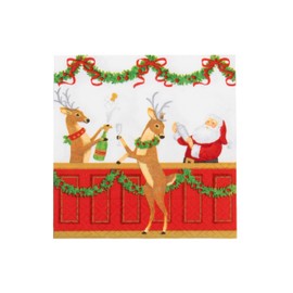 Caspari Santa's Bar Cocktail Napkins - includes 2 Packs of 20 Cocktail Napkins