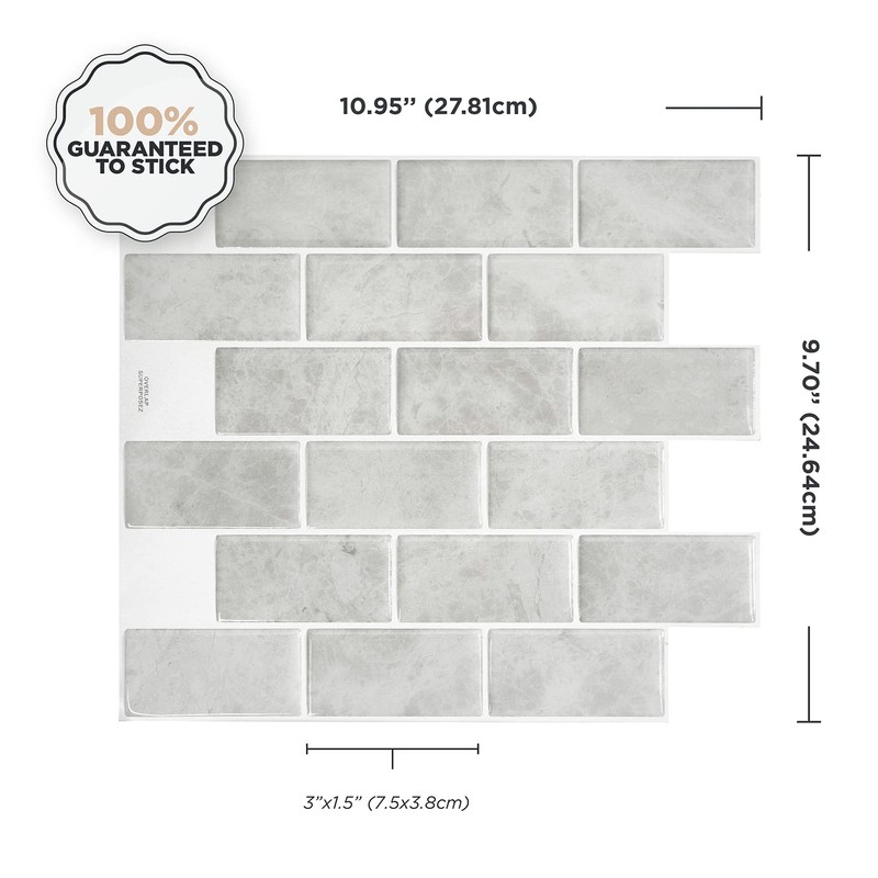 Smart Tiles - Peel and Stick Backsplash - Subway Fondi