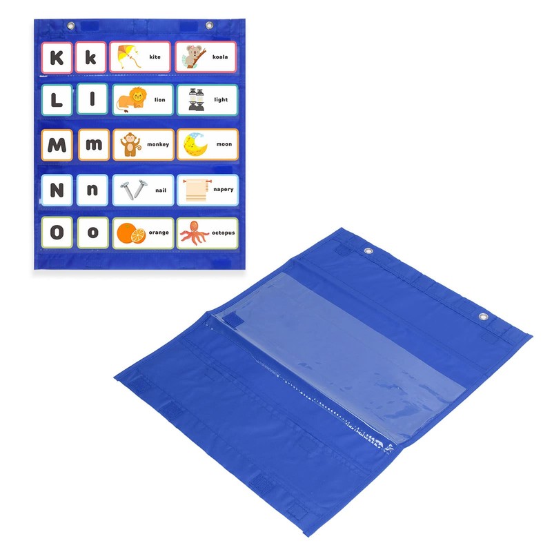 Magnetic Pocket Chart, Classroom Hanging Pocket Chart, 5 Rows Transparent