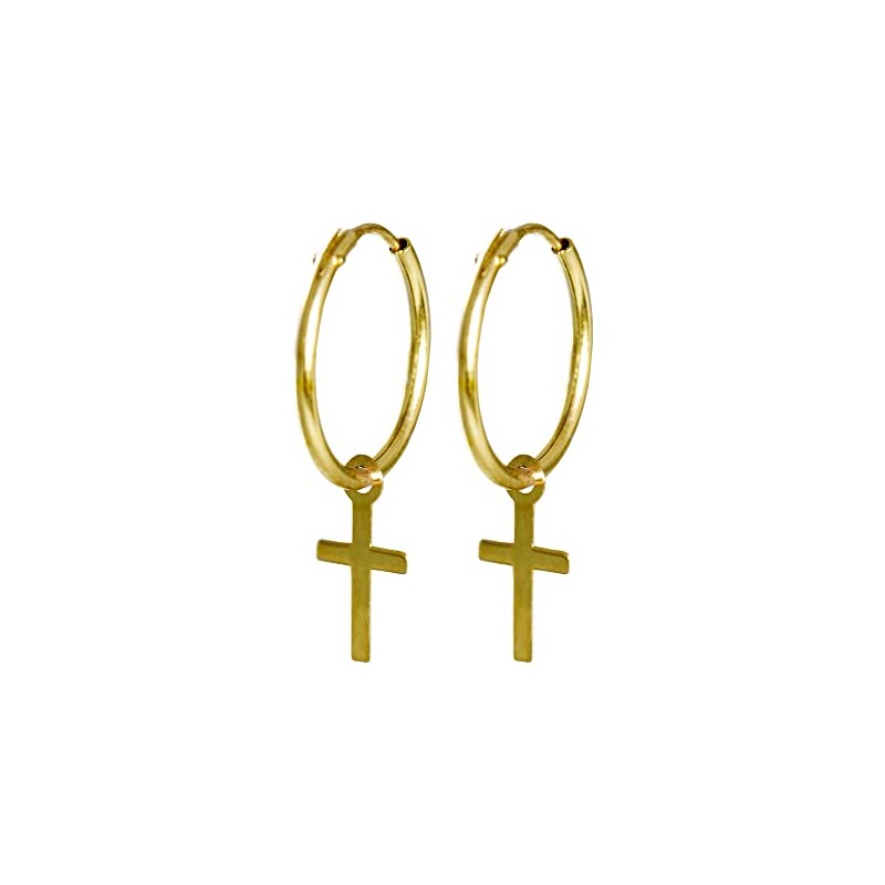I-be, 39585 Creole Earrings with Cross 14 Carat (585) Gold,